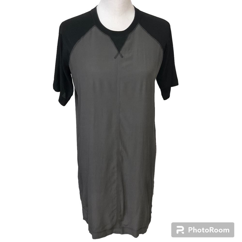 Madewell Women Shirt Dress Black Gray Color Block Pencil Short Sleeve Sz XXS T2